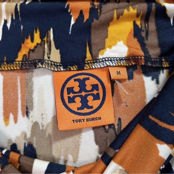 Tory Burch 100% Silk Ikat Multicolor Sleeveless Midi Dress Size Medium - Picture 3 of 10